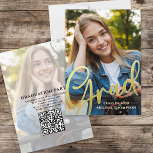 Invitation Graduation Gold Calligraphie Site Web du code QR