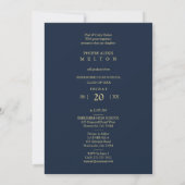 Invitation Graduation Gold Diamond Wildflower Navy Photo (Dos)