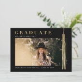 Invitation Graduation Gold et Black Photo (Debout devant)