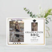 Invitation Graduation Gold Frontière moderne Photo BBQ Party (Debout devant)