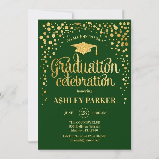 Invitation Graduation - Gold Green (Devant)