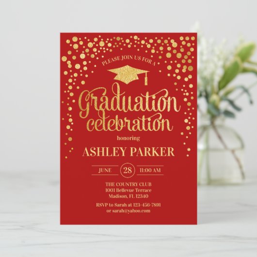 Invitation Graduation - Gold Red (Debout devant)
