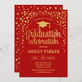 Invitation Graduation - Gold Red (Devant / Derrière)