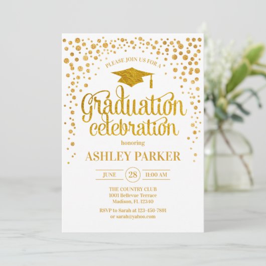 Invitation Graduation - Gold White (Debout devant)