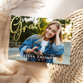 Invitation Graduation Grad Gold Calligraphie Simple Deux phot