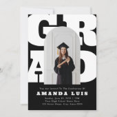 Invitation Graduation Gras Noir Rétro (Devant)