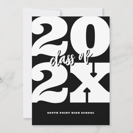 Invitation Graduation Gras Noir Rétro (Dos)