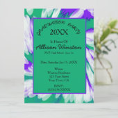 Invitation Graduation Green Purple Tie Dye Swirl (Debout devant)