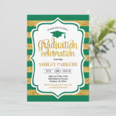 Invitation Graduation - Grilles d'or Vert (Debout devant)