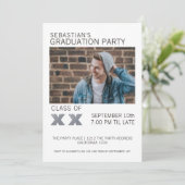Invitation Graduation Gris et Blancs (Debout devant)
