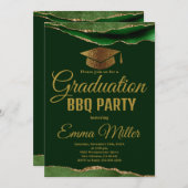 Invitation Graduation Gris et Gold BBQ Party (Devant / Derrière)