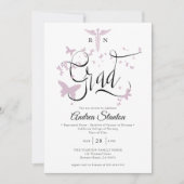 Invitation Graduation Infirmière Papillons rose Grad Calligra (Devant)