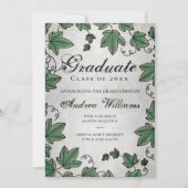 Invitation Graduation Ivy avec Silver Black Script Grad Party (Devant)
