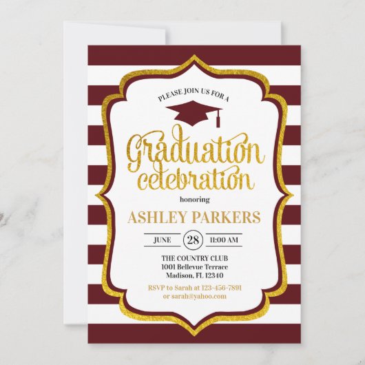 Invitation Graduation - Maroon Gold White (Devant)