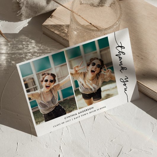 Invitation Graduation Merci moderne Script Photo Collage