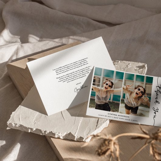 Invitation Graduation Merci moderne Script Photo Collage