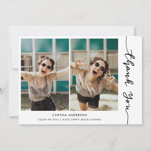 Invitation Graduation Merci moderne Script Photo Collage (Devant)