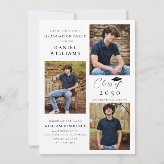 Invitation Graduation minimale avec photo (Dos)