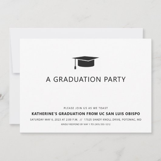Invitation Graduation minimaliste (Devant)