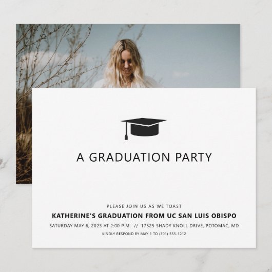 Invitation Graduation minimaliste (Devant / Derrière)