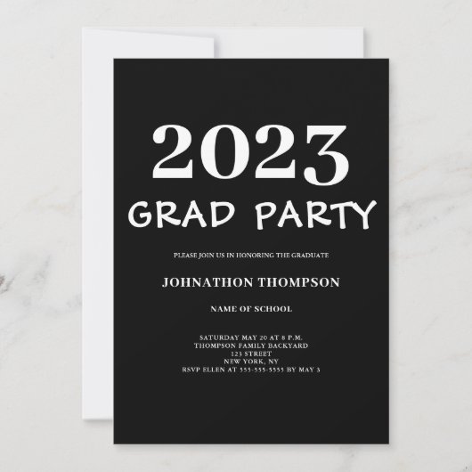 Invitation Graduation minimaliste (Devant)
