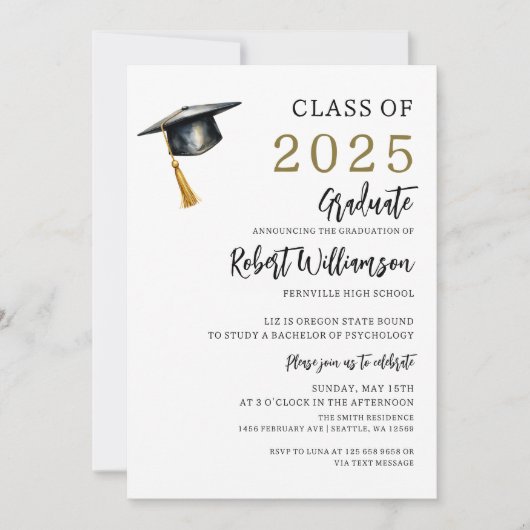 Invitation Graduation minimaliste (Devant)