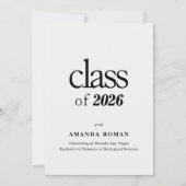 Invitation Graduation minimaliste blanche avec photo (Devant)