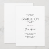 Invitation Graduation minimaliste blanche simple (Devant / Derrière)