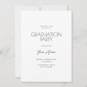 Invitation Graduation minimaliste blanche simple
