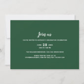 Invitation Graduation minimaliste de photo verte (Dos)