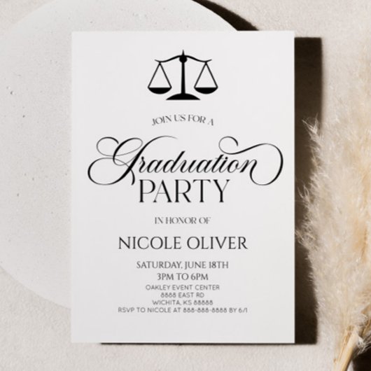 Invitation Graduation minimaliste Elegant Lawyer Scale