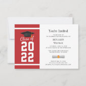 Invitation Graduation moderne 2024 Red White Grad Party (Devant)