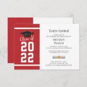 Invitation Graduation moderne 2024 Red White Grad Party (Devant / Derrière)