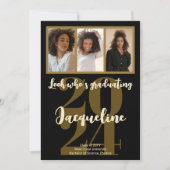 Invitation Graduation moderne 2025 Gold Script photo Collage (Devant)
