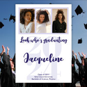 Invitation Graduation Moderne 2025 Purple Script Photo Collag