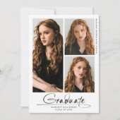 Invitation Graduation moderne 3 Photo Collage Script (Devant)