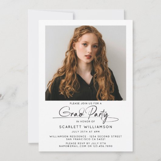 Invitation Graduation moderne 3 Photo Collage Script (Dos)