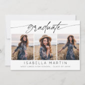 Invitation Graduation moderne 3 Photo Collage Script (Devant)