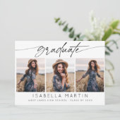 Invitation Graduation moderne 3 Photo Collage Script (Debout devant)