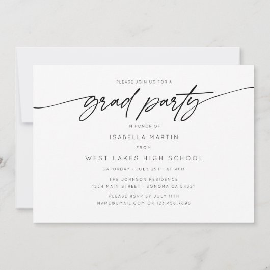 Invitation Graduation moderne 3 Photo Collage Script (Dos)