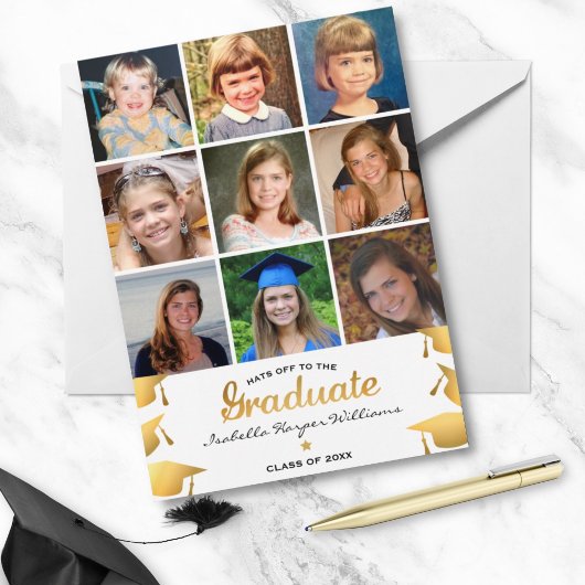 Invitation Graduation moderne 9 Photo Collage Tru the Years