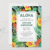 Invitation Graduation moderne Aloha Tropical Luau (Devant)