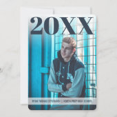 Invitation Graduation moderne audacieuse | bleu marine | 2 Ph (Devant)