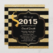 Invitation Graduation moderne Black & Gold Stripes (Devant / Derrière)