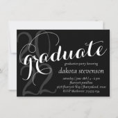 Invitation Graduation moderne | Blanc noir classique (Devant)