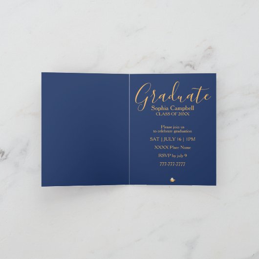 Invitation Graduation moderne bleue (Intérieur)