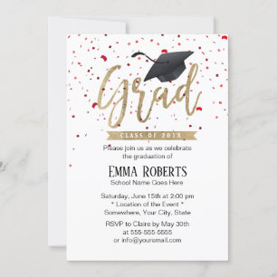 Invitation Graduation Moderne Cap & Confetti Graduation Party