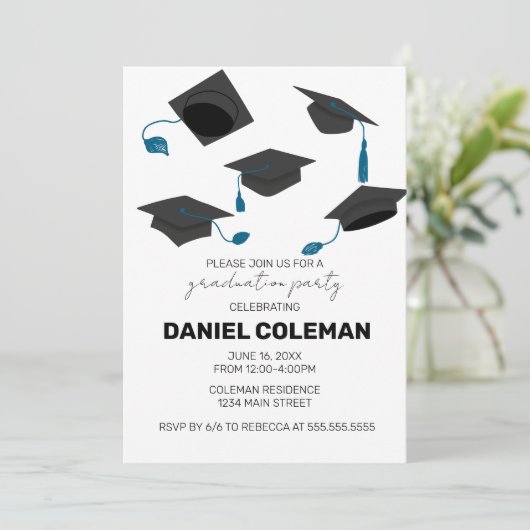 Invitation Graduation Moderne Cap Jeu de Graduation (Debout devant)