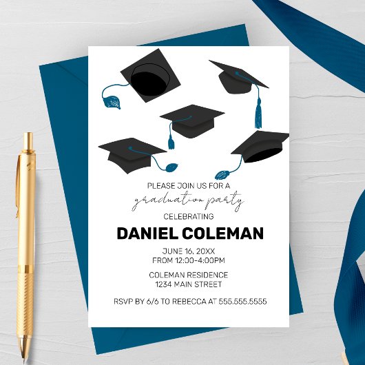 Invitation Graduation Moderne Cap Jeu de Graduation