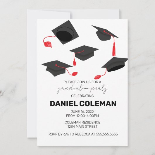 Invitation Graduation Moderne Cap Jeu de Graduation (Devant)